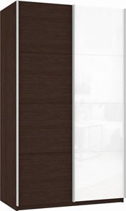 Шкаф 2-дверный Прайм (ДСП/Белое стекло) 1400x570x2300, венге в Сургуте