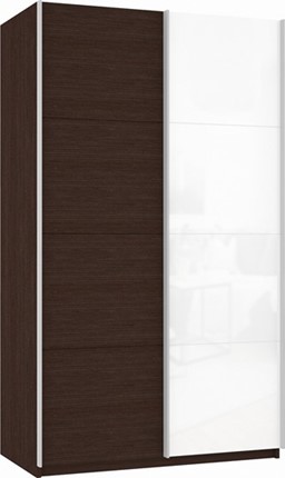 Шкаф 2-дверный Прайм (ДСП/Белое стекло) 1400x570x2300, венге в Лангепасе - изображение