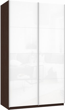 Шкаф 2-створчатый Прайм (Белое стекло/Белое стекло) 1200x570x2300, венге в Лангепасе - изображение