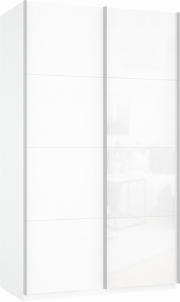 Шкаф 2-дверный Прайм (ДСП/Белое стекло) 1200x570x2300, белый снег в Нягани - изображение