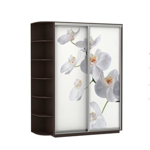 Шкаф 2-х дверный Экспресс 1900x600x2200, со стеллажом, Орхидея белая/венге в Ханты-Мансийске