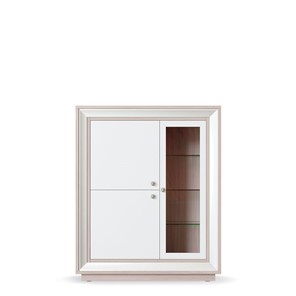 шкаф 3-х дверный (1 стеклодверь) низкий Прато 1179, Ясень светлый \ жемчуг в Югорске
