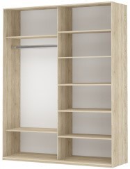 Шкаф 2-створчатый Прайм (Зеркало/Белое стекло) 1400x570x2300, дуб сонома в Когалыме - предосмотр 1