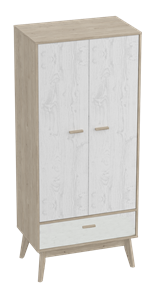 Шкаф для одежды Калгари, Дуб натуральный светлый/Белый матовый в Лангепасе - предосмотр