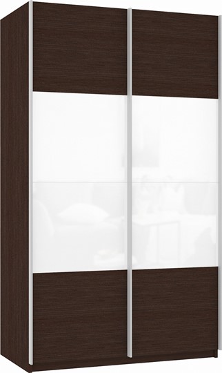Шкаф Прайм (ДСП/Белое стекло) 1200x570x2300, венге в Югорске - изображение 2