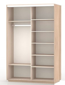 Шкаф двухдверный Экспресс (ДСП/Зеркало), со стеллажом 1700х600х2400, шимо светлый в Лангепасе - предосмотр 1
