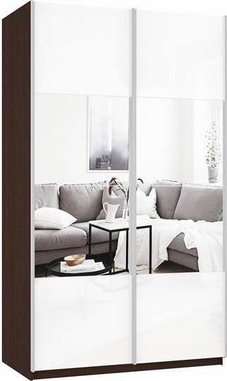 Шкаф Прайм (Зеркало/Белое стекло) 1200x570x2300, венге в Когалыме - изображение 2