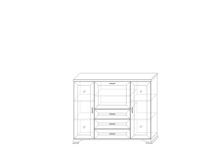 Шкаф низкий (2 стеклодвери) Сиена, Бодега белый / патина золото в Когалыме - изображение 1