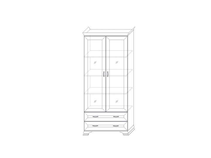 Шкаф (2 стеклодвери) Сиена, Бодега белый / патина золото в Урае - изображение 1