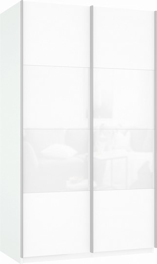 Шкаф Прайм (ДСП/Белое стекло) 1600x570x2300, белый снег в Лангепасе - изображение 2