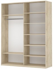 Шкаф 2-х створчатый Прайм (ДСП/Зеркало) 1600x570x2300, Крафт табачный в Когалыме - изображение 1