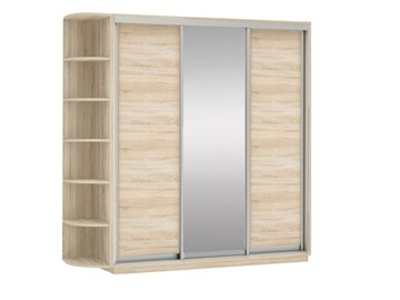 Шкаф 3-х створчатый Экспресс (ДСП/Зеркало/ДСП) со стеллажом, 2700х600х2200, дуб сонома в Лангепасе