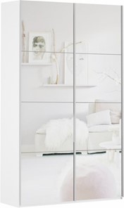 Шкаф 2-х дверный Прайм (Зеркало/Зеркало) 1600x570x2300, белый снег в Пыть-Яхе