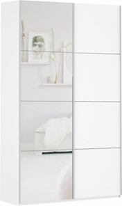 Шкаф 2-дверный Прайм (ДСП/Зеркало) 1400x570x2300, белый снег в Лангепасе