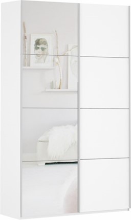 Шкаф 2-дверный Прайм (ДСП/Зеркало) 1400x570x2300, белый снег в Нягани - изображение