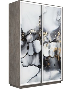 Шкаф 2-х створчатый Экспресс 1400x450x2400, Абстракция серая/бетон в Югорске
