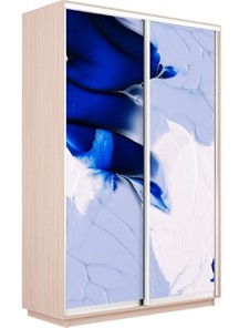 Шкаф 2-х створчатый Экспресс 1400x600x2400, Абстракция бело-голубая/дуб молочный в Ханты-Мансийске