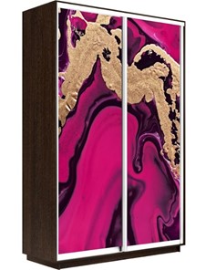 Шкаф-купе 2-х дверный Экспресс 1600x450x2400, Абстракция розовая/венге в Когалыме