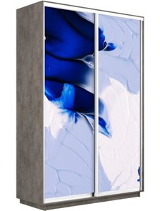 Шкаф-купе Экспресс 1600x600x2200, Абстракция бело-голубая/бетон в Урае