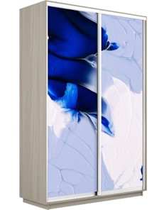 Шкаф двухдверный Экспресс 1600x600x2200, Абстракция бело-голубая/шимо светлый в Советском