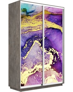 Шкаф Экспресс 1600x600x2200, Абстракция фиолетово-золотая/бетон в Нижневартовске