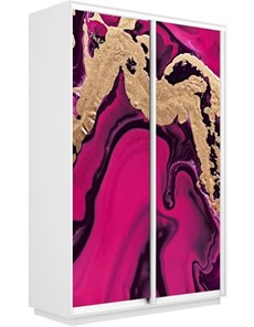 Шкаф 2-дверный Экспресс 1600x600x2200, Абстракция розовая/белый снег в Урае