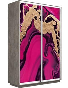 Шкаф Экспресс 1600x600x2200, Абстракция розовая/бетон в Урае