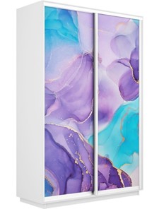 Шкаф 2-дверный Экспресс 1600x600x2400, Абстракция фиолетовая/белый снег в Когалыме