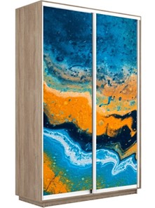 Шкаф Экспресс 1600x600x2400, Абстракция оранжево-голубая/дуб сонома в Лангепасе