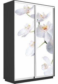 Шкаф 2-х створчатый Экспресс 1600x600x2400, Орхидея белая/серый диамант в Югорске