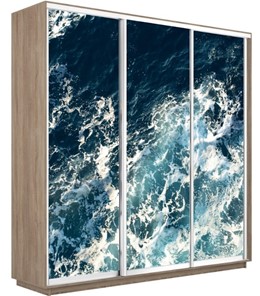 Шкаф 3-дверный Экспресс 1800х450х2200, Морские волны/дуб сонома в Лангепасе
