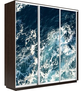 Шкаф 3-дверный Экспресс 1800х450х2200, Морские волны/венге в Югорске