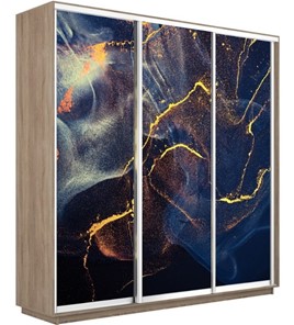 Шкаф 3-х дверный Экспресс 1800х450х2400, Абстракция золотая пыль/дуб сонома в Когалыме