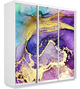 Шкаф Экспресс 1800х600х2200, Абстракция фиолетово-золотая/белый снег в Урае