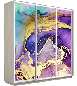 Шкаф Экспресс 1800х600х2200, Абстракция фиолетово-золотая/шимо светлый в Нефтеюганске