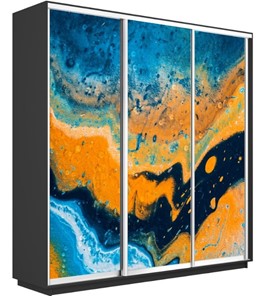 Шкаф 3-дверный Экспресс 1800х600х2200, Абстракция оранжево-голубая/серый диамант в Лангепасе