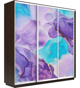 Шкаф 3-х дверный Экспресс 2100х450х2400, Абстракция фиолетовая/венге в Пыть-Яхе