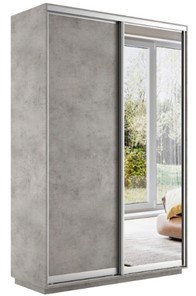 Шкаф 2-дверный Экспресс (ДСП/Зеркало) 1200х450х2200, бетон в Урае