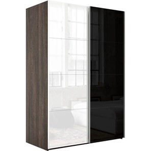 Шкаф 2-дверный Эста (Стекло белое/Стекло черное) 1600x660x2200, венге мали в Урае