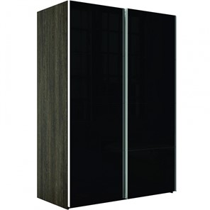 Шкаф 2-х створчатый Эста (Стекло черное/Стекло черное) 1800x660x2400, венге мали в Лангепасе