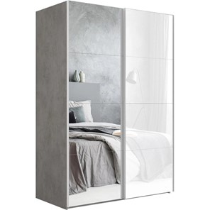 Шкаф 2-дверный Эста (Зеркало/Стекло белое) 1600x660x2200, бетон в Лангепасе
