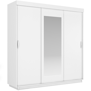 Шкаф 3-дверный Лайт (2 ДСП/Зеркало) 1800х595х2120, Белый Снег в Нижневартовске