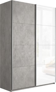 Шкаф двухдверный Прайм (ДСП/Белое стекло) 1400x570x2300, бетон в Пыть-Яхе