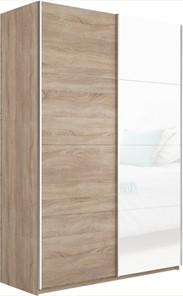 Шкаф 2-х дверный Прайм (ДСП/Белое стекло) 1600x570x2300, дуб сонома в Югорске