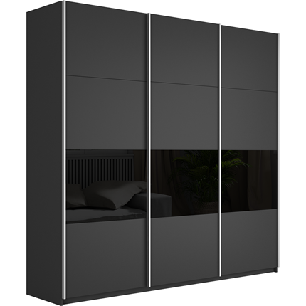 Шкаф-купе Широкий Прайм (ДСП / Черное стекло) 2400x570x2300, Серый диамант в Сургуте - изображение