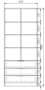 Шкаф двухдверный ЭШ2-РС-23-8-3я, Дуб Крафт белый 190х80х52 в Когалыме - изображение 2