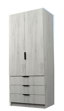 Шкаф двухдверный ЭШ2-РС-23-8-3я, Дуб Крафт белый 190х80х52 в Ханты-Мансийске - изображение