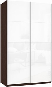Шкаф двухдверный Прайм (Белое стекло/Белое стекло) 1600x570x2300, венге в Урае