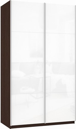 Шкаф двухдверный Прайм (Белое стекло/Белое стекло) 1600x570x2300, венге в Лангепасе - изображение