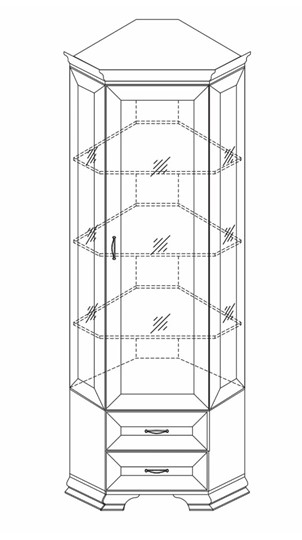Шкаф-витрина угловой Сиена, Бодега белый / патина золото в Нижневартовске - изображение 1